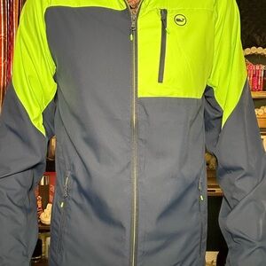 Vineyard Vines Performance Windbreaker Jacket Neon Green Navy Size Small Hooded